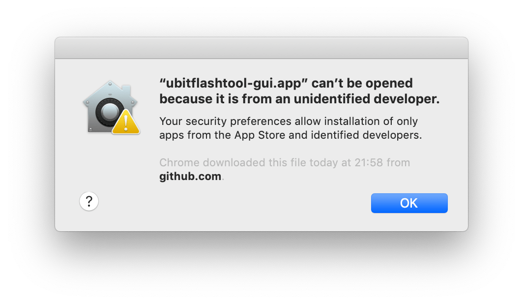 Unsigned app warning